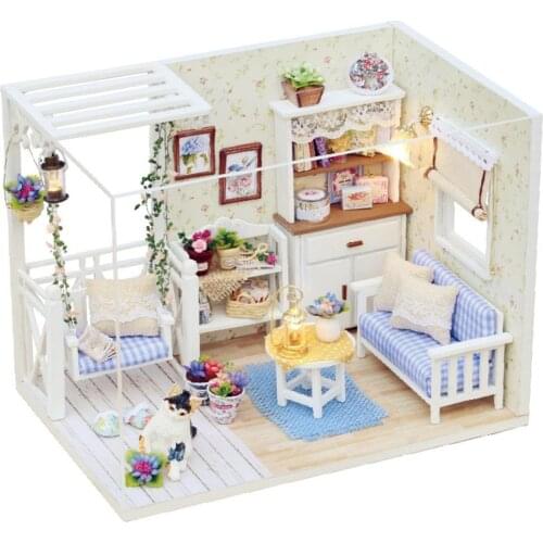 3D Mini LED Doll House Furniture DIY Handmade Model with Cover Toy Home Decor Tabletop Ornaments Handmade Toys