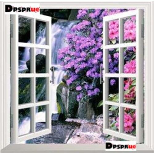 Kexinzu Full Square Round Stone Diamond Painting Window Flower Waterfall Mosaic 5d Diy Cross Stitch Resin Embroidery Gift
