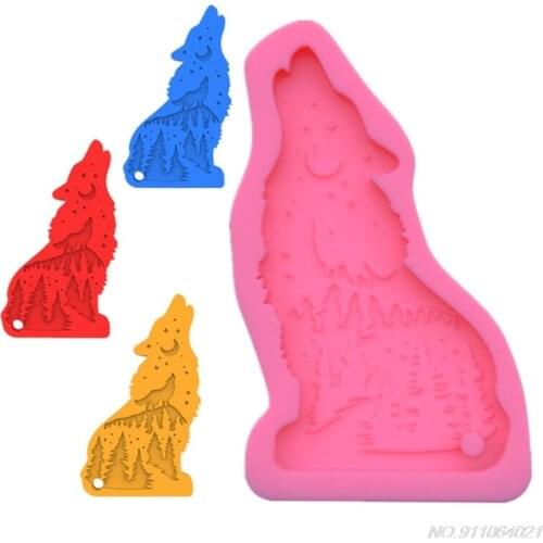 Shiny Wolf Keychain Epoxy Resin Mold Necklace Pendant Silicone Mould DIY Crafts Jewelry Decortaion Casting Tool M6 21 Wholesales