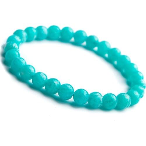 7mm Genuine Natural Green Amazonite Bracelets Mozambique Women Men Stretch Healing Round Beads Crystal Bracelet Jewelry AAAA
