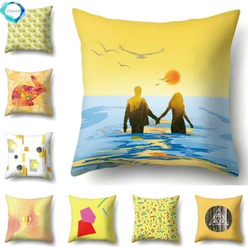 Nordic Style Yellow Abstract Geometric Cushion Cover Polyester Decorative Pillow Case Home Decor Sofa Pillow Cover 45X45CM