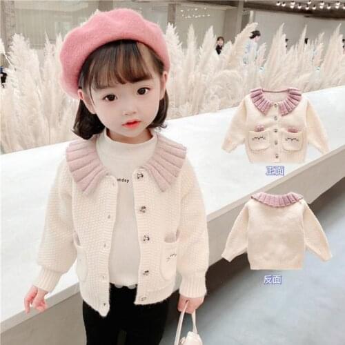 Baby sweater spring and autumn 2021 new girl Korean style foreign coat jacket top knitted cardigan P4368