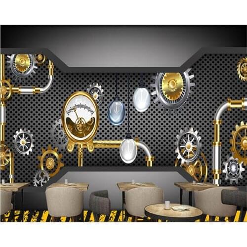 Beibehang Mural wallpaper 3D retro metal technology bulb gear tool background wallpaper papier peint mural 3d papel de parede 3d