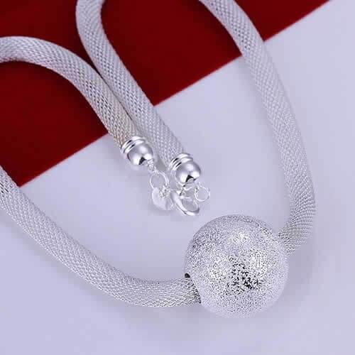 Hot! wholesale silver plated necklace, silver plated fashion jewelry Big Ball Net Necklace KDN182