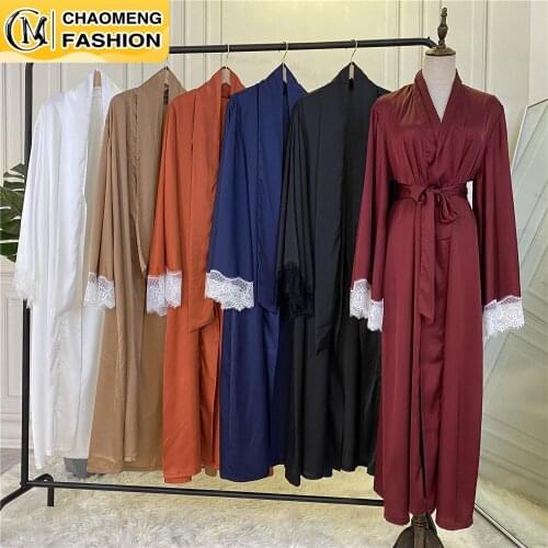 Eid Mubarak Dubai Abaya Satin Fashion Modest Robe Muslim For Women Cardigan Kaftan Turkey Islamic Clothing Caftan Arab Ramadan