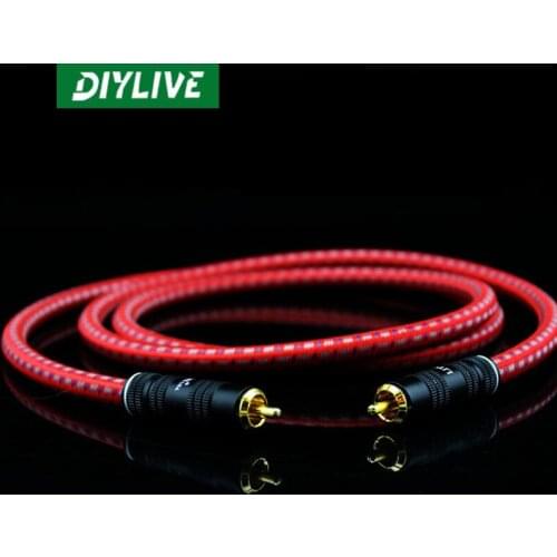 DIYLIVE 2 m Hi-Fi LITON Lipton fever level 75Ω coaxial subwoofer line silver-plated audio signal cable audio cable 1