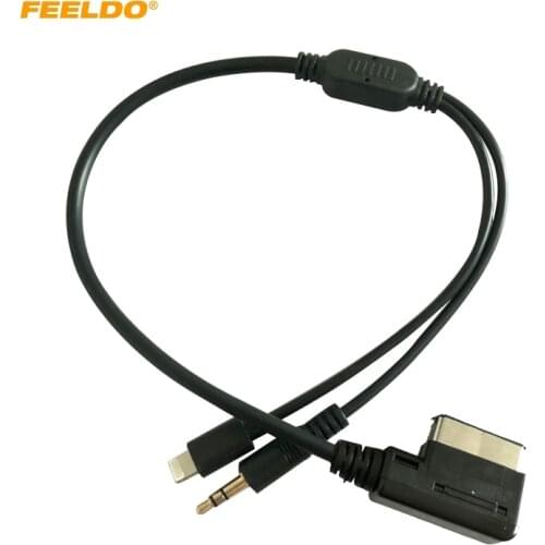 FEELDO Car AMI/MDI Interface To 3.5mm Male Audio AUX + Lightning Jack Charge Only Adapter Cable For Audi/Volkswagen