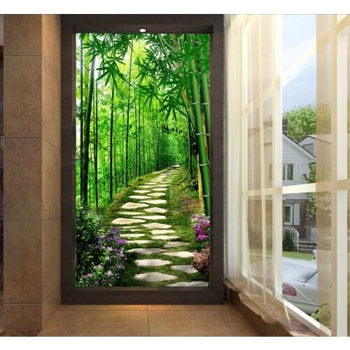Brick Road in Forest Porch Corridor Glitter Marble Vinyl Vintage Mural Wallpaper for Walls papel de parede 3D Flooring Wallpaper