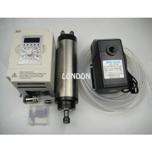 CNC spindle kit ER11 800w water cooling spindle motor + cnc engraving bits+1.5KW inverter+1 water pump+1 water pipe