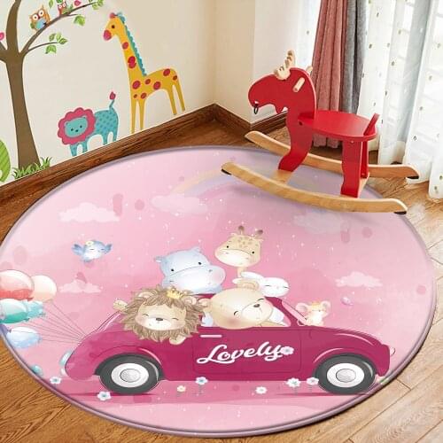 Baby Hand Print Carpet Baby Play Mat Fashion Children Carpet Balloon Pink Car Animal Children Carpet Picture Flannel Non-Slip