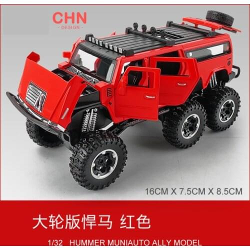 1: 32 simulation big wheel alloy car model childrens SUV toy car model childrens birthday Christmas New Year gift red car