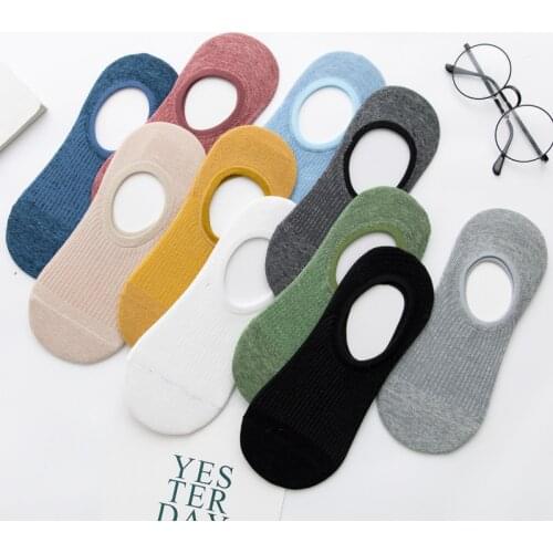 5Pair/Lot Fashion Men Boat Socks Autumn Non-slip Mens Socks Solid Color Male Ankle Sock Breathable Man Invisible Boat Socks