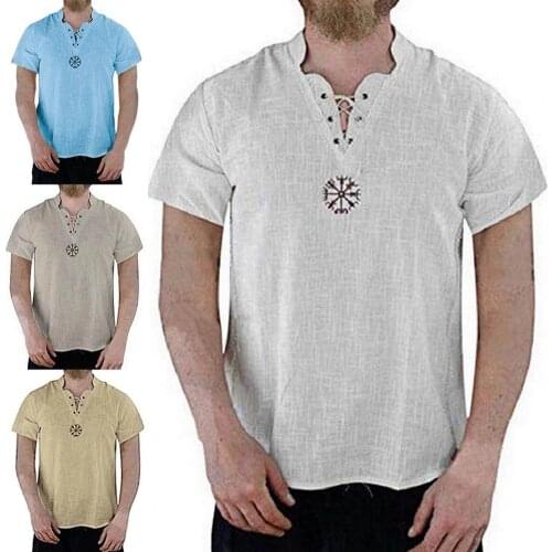 Men T Shirt for 2021 Short Sleeve Embroidery Simple Lace Up Stand Collar T-shirt Top for Daily Wear Men Clothing White 3xl