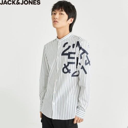 JackJones Mens Business Casual Contrasting Stripes Letter Printed Long-sleeved Shirt | 220405033