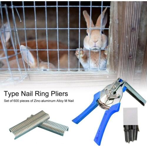 Pig Ring Clip M-type Nail Pliers Set Net Tags Traps Cage Steel Fastening Clamp Installation Tools For Bird Chicken Wire Fencing