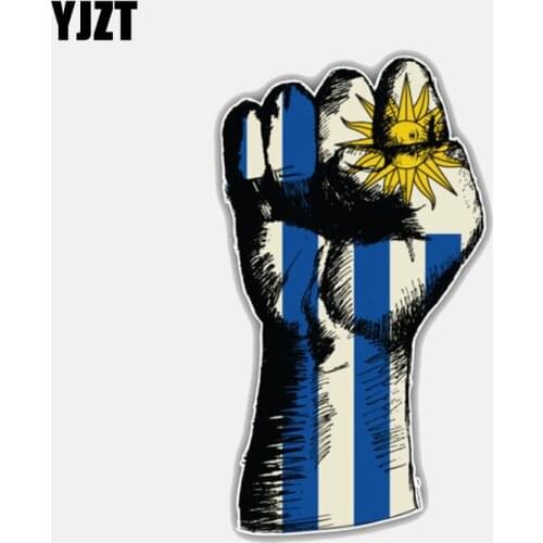 YJZT 6.8CM*12CM Car Uruguay World Flag Hand Window Motorcycle Decal Car Sticker 6-3028