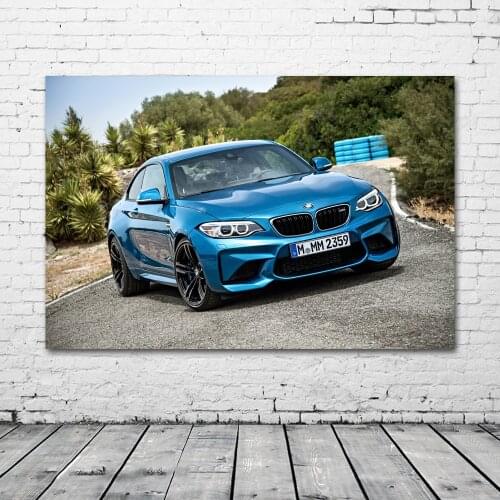 B M W M2 Blue Sport Car Supercar Wall Art Posters Fabric Canvas Print Paintings for Living Room Decor
