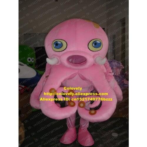 Pink Octopoda Octopi Octopus Devilfish Girl Mascot Costume Mascotte With Big Mouth Blue Eyes Adult Fancy Suit No.29 Free Ship