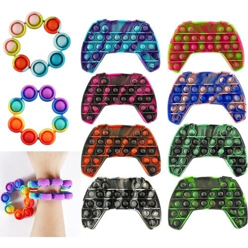 Silicone Tie-Dye Gamepad Shaped Push Bubble Sensory Toy Anti-stress Relaxing Fidget Autism Toys Educational for Adults Kids