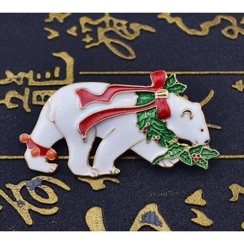 Cute Large Bear Brooch Metal Badges Sweater Woman Fashion Shoe Broches Scarf Costume Jewelry Christmas Pin Gifts