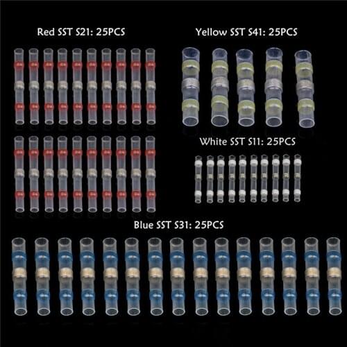 100PCS Welding Ring Heat Shrinkable Terminal Waterproof Sealing Cable Crimping Terminal Heat Shrinkable Butt Connector