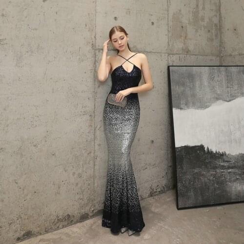 Robe De Soiree Off The Shoulder Sequin Mermaid Evening Dress Formal New Style Sliver Evening Dresses Long Dress Vestido De Festa