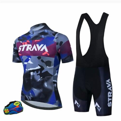 Strava Cycling Team Summer Cycling Set 2021 Mens Short Sleeve Sports Summer Racing Professional Shirt Short Bike Jersey 20D Bib