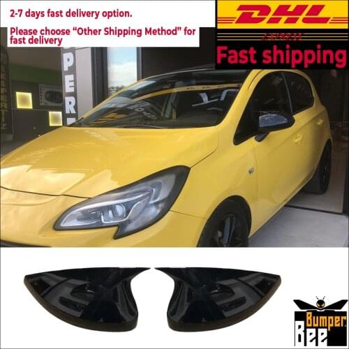 Mirror Cover for Opel Vauxhall Corsa E 2014 2015 2016 2017 2018 2019 Accessory Bright Black BATMAN Case CAR Shield