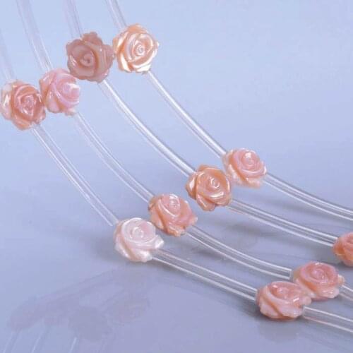 1 strand/lot ) New 10x3mm Carving Pink Shell two sides Flower Beads Loose Beads Charms