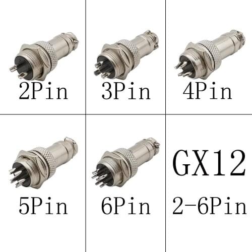 1Pair GX12 2P 3P 4P 5P 6 Pin Male + Female Connector GX12 12mm Circular Aviation Socket Plug Wire Panel Connectors