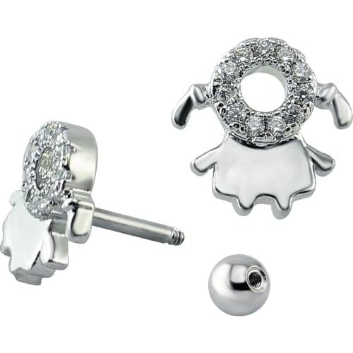 1 Pair Crystal Stud Earrings Cute Girl Design Earrings Fashion Jewelry Surgical Steel Ear Studs Women Jewelry orecchini donna