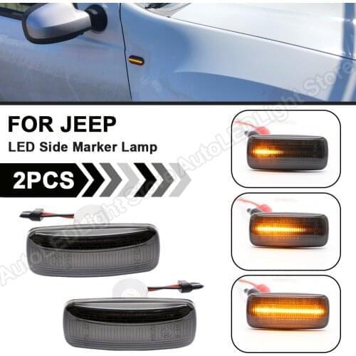 2Pcs For Grand Cherokee Jeep Patriot Compass Commander Liberty Dynamic Flowing LED Side Marker Light Turn Signal Lamp Flashing