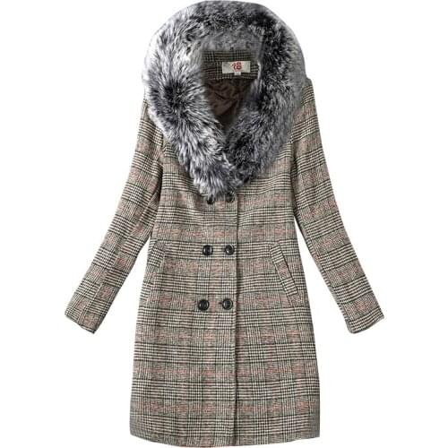 2021 Blends Woolens Overcoat Female Coat Big Fur Autumn Winter Coat And Jacket Women Plus size Coat Womens Wool Coats Long Tops