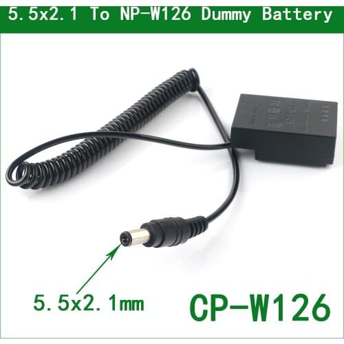 5.5x2.1 To CP-W126 DC Coupler Power Connector NP-W126 W126S Dummy Battery for Fujifilm FinePix HS30EXR HS33EXR HS35EXR HS50EXR