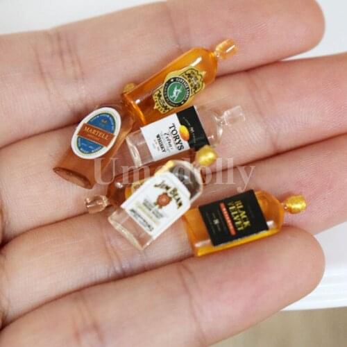 6PCS 1/12 Dollhouse Miniature Wine Whisky OB11 BJD Doll Food Drink Pretend Play Kitchen Accessories Toy