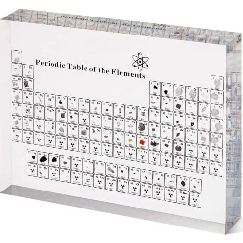 Acrylic Periodic Table Display With Real Elements Kids Teaching School Day Birthday Gifts Chemical Element Display Home Decor