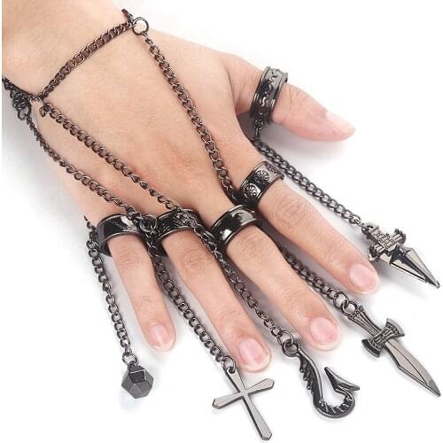 Anime Hunter x Hunter 1:1 Costume Prop Cosplay Kurapika Chain Rings Metal Figer Rings for Fans Fashion Jewelry
