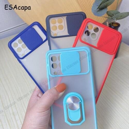 Magnetic Ring Stand Matte Case For Samsung M32 A22 A82 A72 M62 F62 Protection Slide Camera Lens Clear Cover For Galaxy Quantum 2