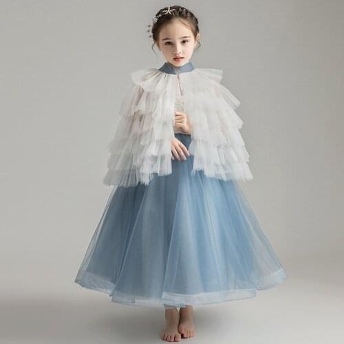 Childrens dress childrens fluffy yarn piano performance dress flower girl wedding dress 2021 new evening dress princess dress