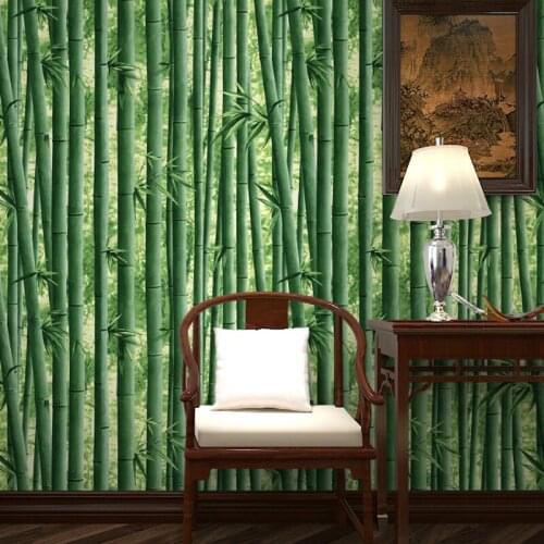 The modern style living room sofa background of natural green bamboo wallpaper 5.3m2
