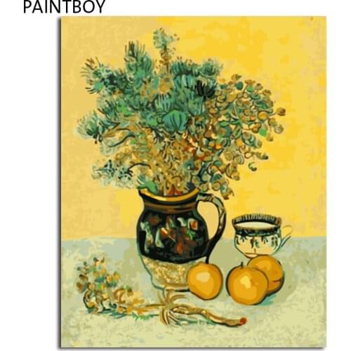 PAINTBOY Framed Pictures DIY Digital Oil Painting By Numbers Flowers Home Decor For Living Room Coloring By Numbers