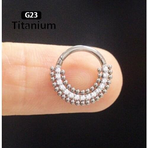 1PS G23 Titanium Piercing Hoop Hinged Segment Zircon stone Piercing Nose Ring Earrings Hoop Helix Cartilage Tragus Body Jewelry