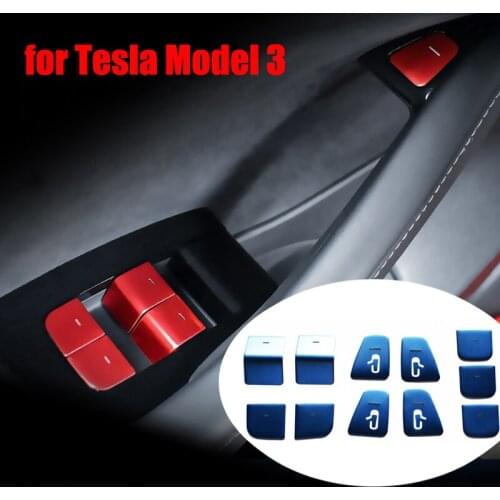 Model3 Window Lift Switch Button Door Open Panel Sticker Trim For Tesla Model 3 Y 2017-2021 ABS Plastic Interior Car Accessories