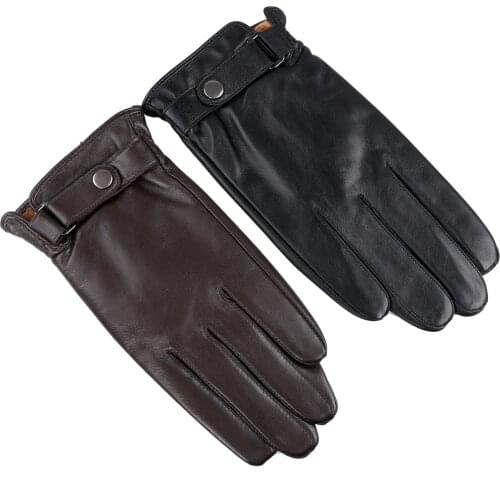 SUPPEV&STTDIO Fashion Mens Nappa Leather Dress Winter Driving Gloves with Thermal Fleece Lined Solid Black Brown Color