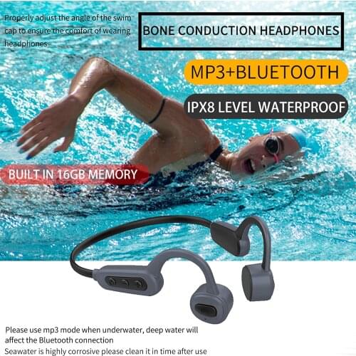 New Bone Conduction Headphones Bluetooth wireless Earphone 16GB IPX8 Waterproof MP3 Music Player Swimming Diving Sport Headset