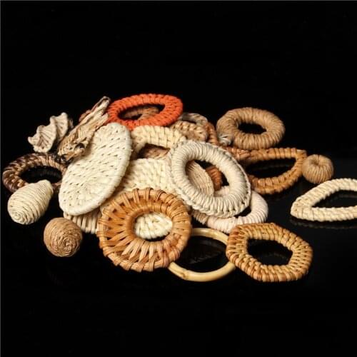 35 Style Korea Handmade Rattan Straw Weave Vine Braid Drop Earrings New Fashion Geometric Long Earrings Accessories