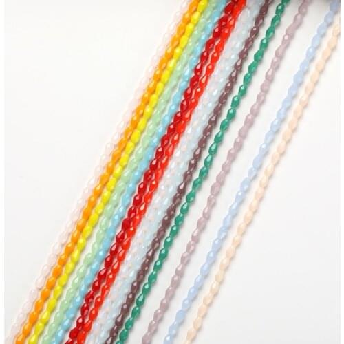1 Strand 2x4mm Colorful Rice Drop Shape Faceted Glass Beads for Jewelry Making Jewelry Diy Beads Wholesale Jewelry