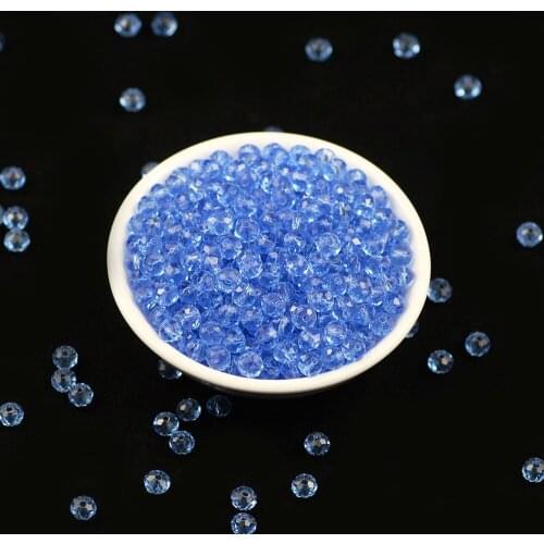 Light Blue color Rondelle Austrian faceted Crystal Glass Curtain Bead 6*3mm 50pcs Loose Spacer Round Bead for Jewelry Making DIY
