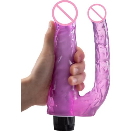 Vibrator Double Dildos Double Penetration Vagina and Anus Soft Skin Feel Penis Headed Phallus Sex Toys for Women Masturbation