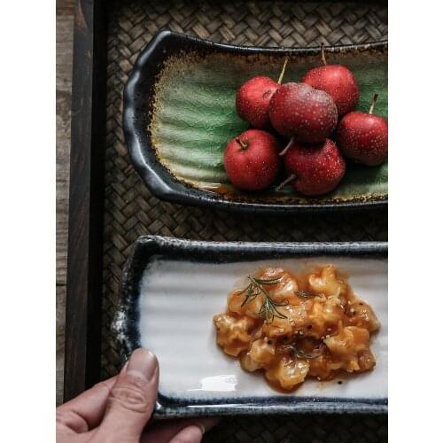 High temperature underglaze color plate, snack plate, angle plate, Japanese four legged sushi plate and wind bending plate potte